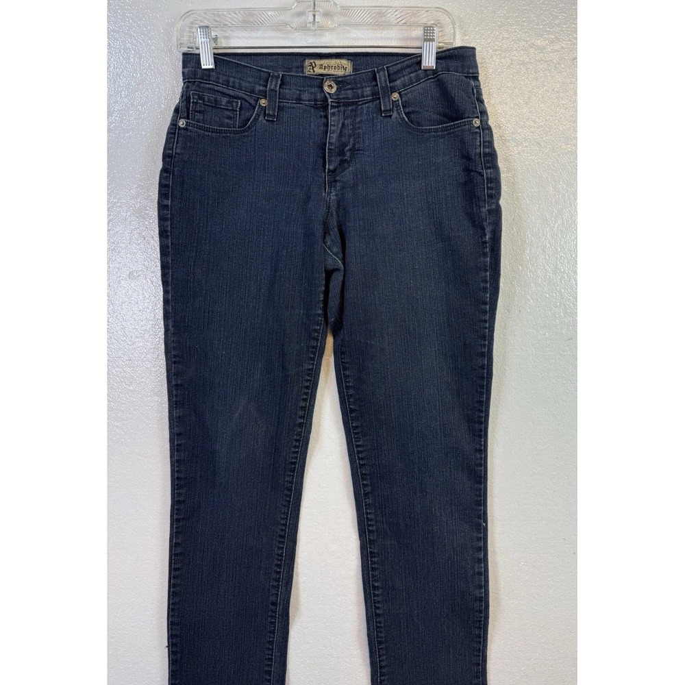 Aphrodite Women's Jeans Juniors Size 9 Blue 30x31 Dark Wash Distressed Made USA - Picture 2 of 9
